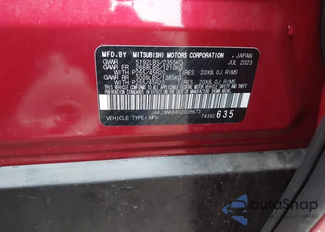 2024 Mitsubishi Outlander Sel 2.5 2Wd from USA, damaged, VIN JA4J3WA84RZ008673